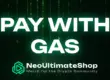 Digital matrix background with “Pay with GAS” text